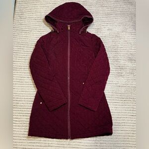 St John’s Bay Burgundy Quilted Hooded Jacket Coat Size Medium